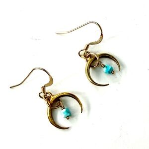 Crescent Moon Earrings, Turquoise Earrings